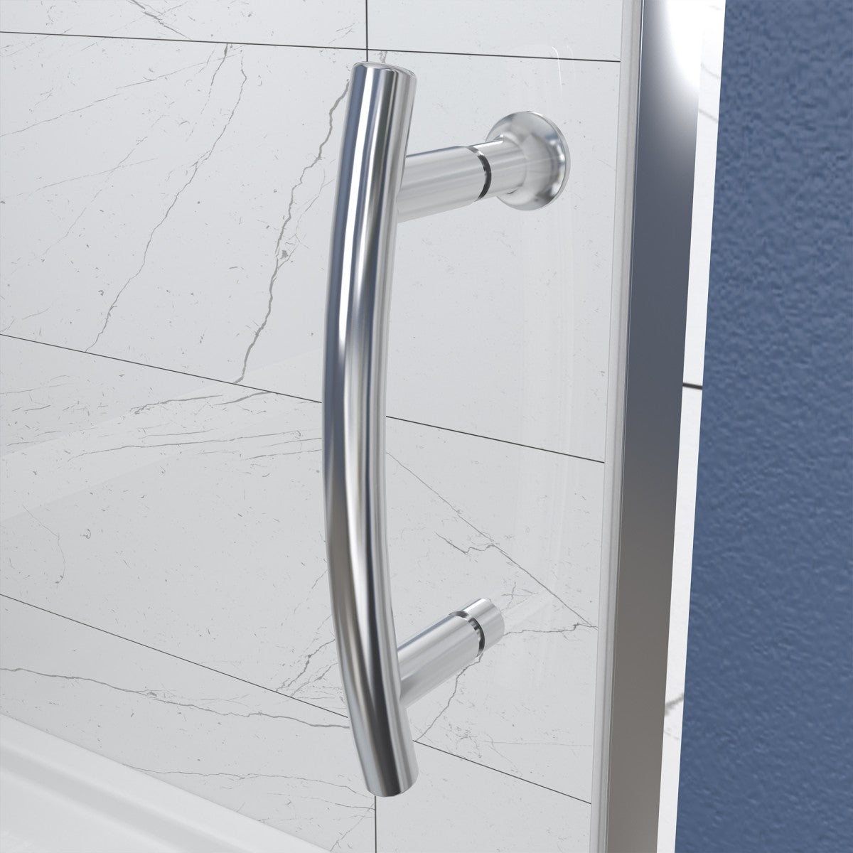 Flexi 44-48"x71" Frameless Shower Door in Brushed Nickel,Water Repellent Glass with Seal Strip Parts and Handle,6mm Glass Shower Door - ExBriteUSA