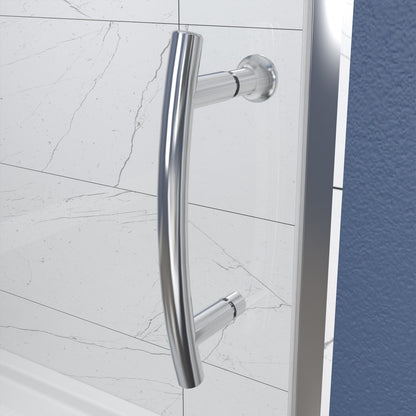 Flexi 44-48"x71" Frameless Shower Door in Brushed Nickel,Water Repellent Glass with Seal Strip Parts and Handle,6mm Glass Shower Door - ExBriteUSA