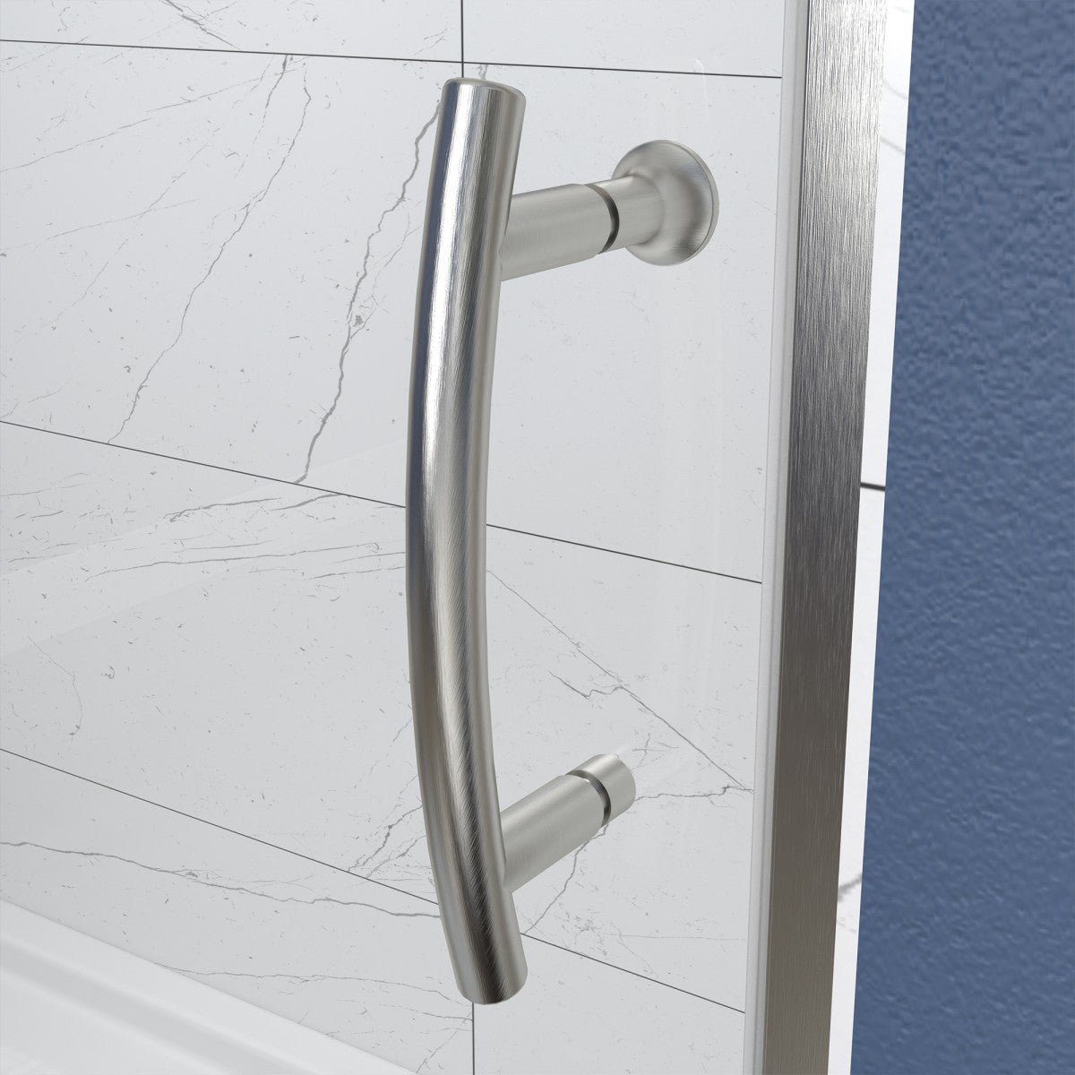 Flexi Showers 56-60" W x 71" H Glass Shower Doos Semi-Frameless,6mm Clear Tempered Glass Panel, Brush Nickel Finish - ExBriteUSA