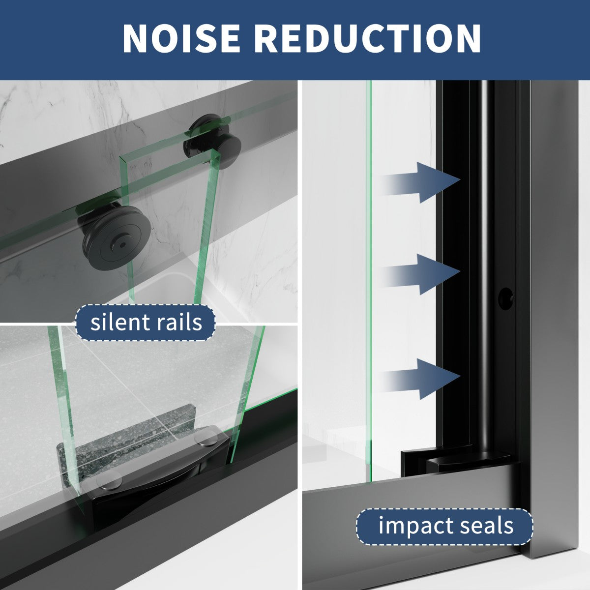 Glide-Bpro 58-60 in. Framed Double Sliding Tub Door,Bypass Bathtub Shower Tempered Glass Door,Matte Black,Explosion-Proof Film