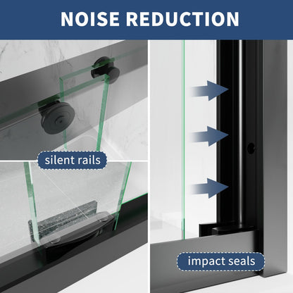 Glide-Bpro 58-60 in. Framed Double Sliding Tub Door,Bypass Bathtub Shower Tempered Glass Door,Matte Black,Explosion-Proof Film