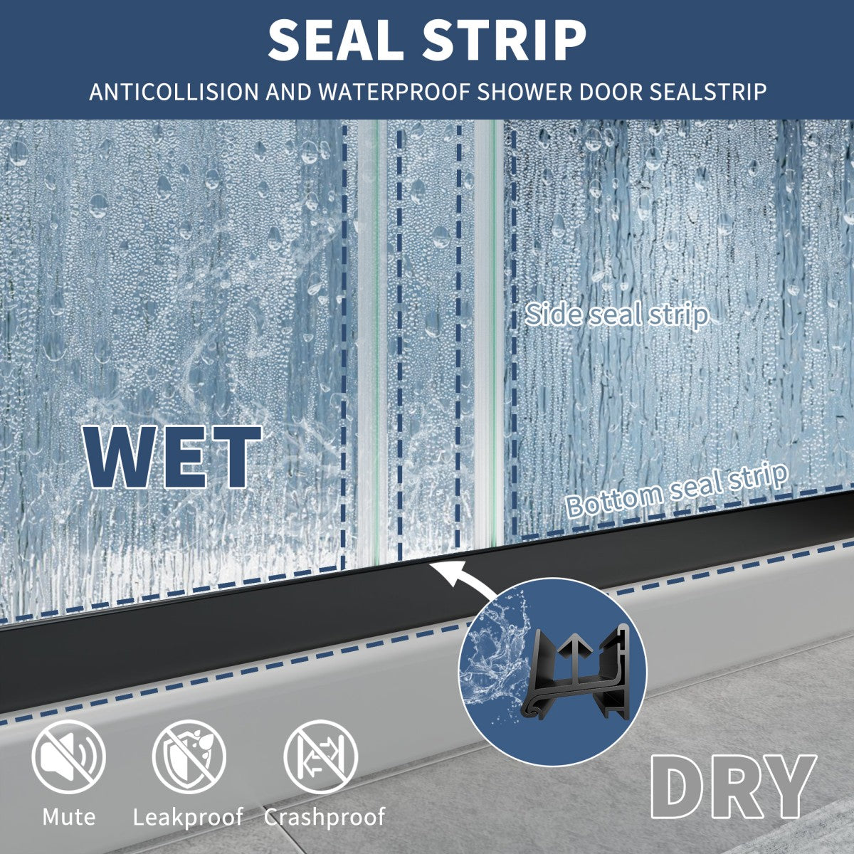 Glide-RA Semi-Frameless Shower Door 56-60 in. W x 70 in. H Bypass Sliding Shower Enclosure,Matte Black,Double Sliding Rain Glass Doors - ExBriteUSA