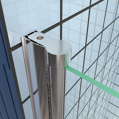 Classy 32-34" W x 72" H Pivot Shower Door Semi-Frameless Hinged In Nickel Install Glass Shower Door - ExBriteUSA