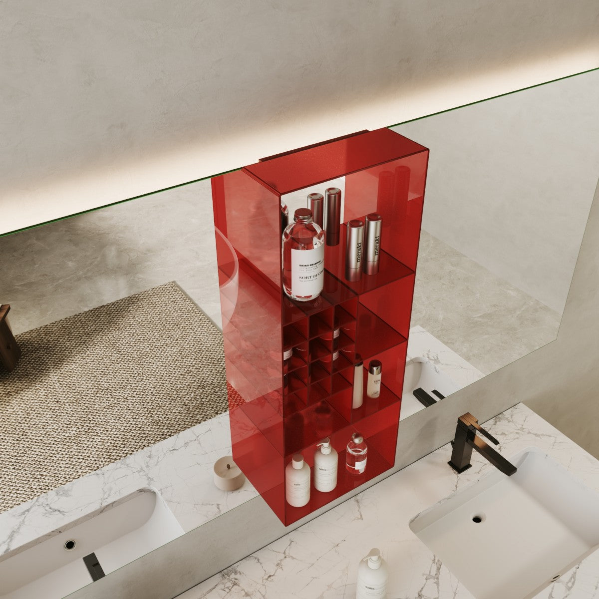 Premium Mirrored Bathroom Organizer Shelf – Elegant Storage for Beauty Essentials