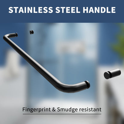 Stainless steel handle for Glide sliding glass shower doors, fingerprint and smudge resistant.