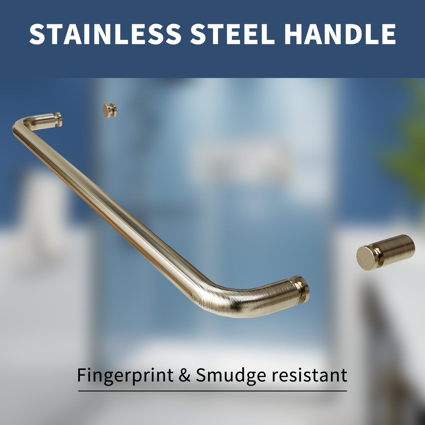 Glide Semi-Frameless Shower Door 56-60 in. W x 70 in. H Bypass Sliding Shower Enclosure,Brushed Gold,Double Sliding Glass Bathroom Doors - ExBriteUSA