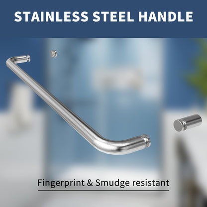 Glide Semi-Frameless Shower Door 50-54 in. W x 72 in. H Bypass Sliding Shower Enclosure,Brushed Nickel,Double Sliding Glass Bathroom Doors - ExBriteUSA