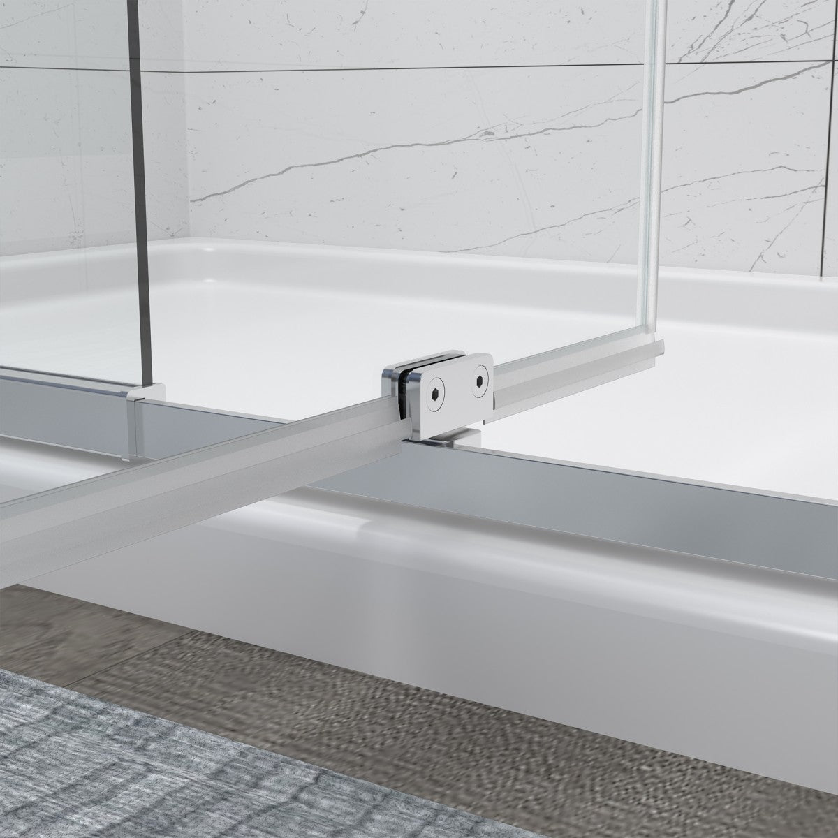 Flexi 44-48"x71" Frameless Shower Door in Brushed Nickel,Water Repellent Glass with Seal Strip Parts and Handle,6mm Glass Shower Door - ExBriteUSA