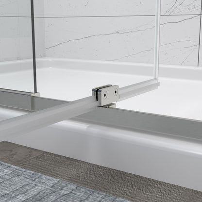 Flexi Showers 56-60" W x 71" H Glass Shower Doos Semi-Frameless,6mm Clear Tempered Glass Panel, Brush Nickel Finish - ExBriteUSA