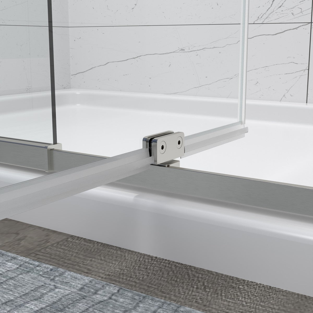 Flexi 44-48"x71" Frameless Shower Door in Chrome,Water Repellent Glass with Seal Strip Parts and Handle,6mm Glass Shower Door - ExBriteUSA