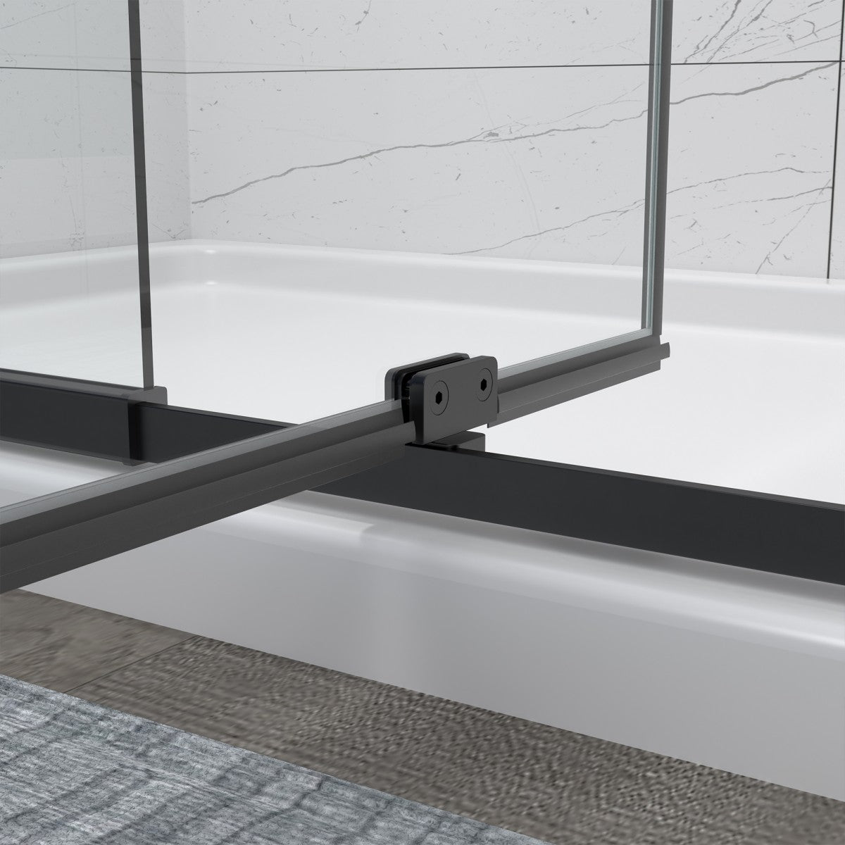 Flexi Showers 28-32" W x 72" H Glass Shower Doos Semi-Frameless,6mm Clear Tempered Glass Panel, Black Finish - ExBriteUSA