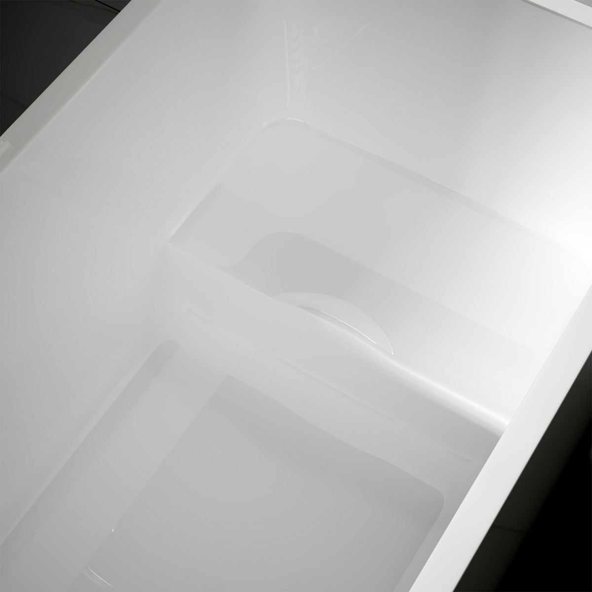 SQ-S Exbrite 43' Acrylic Freestanding Bathtub with seat,Spacious rectangle Shape, Gloss White Finish, Chrome Overflow & Pop-Up Drain - ExBriteUSA