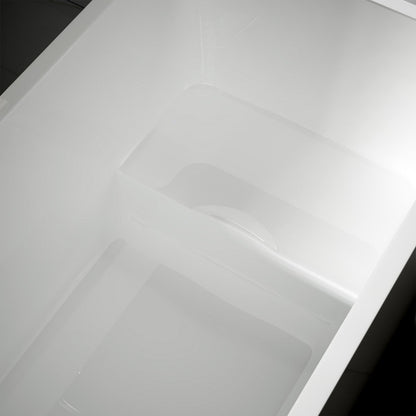 SQ-S Exbrite 43' Acrylic Freestanding Bathtub with seat,Spacious rectangle Shape, Gloss White Finish, Chrome Overflow & Pop-Up Drain - ExBriteUSA
