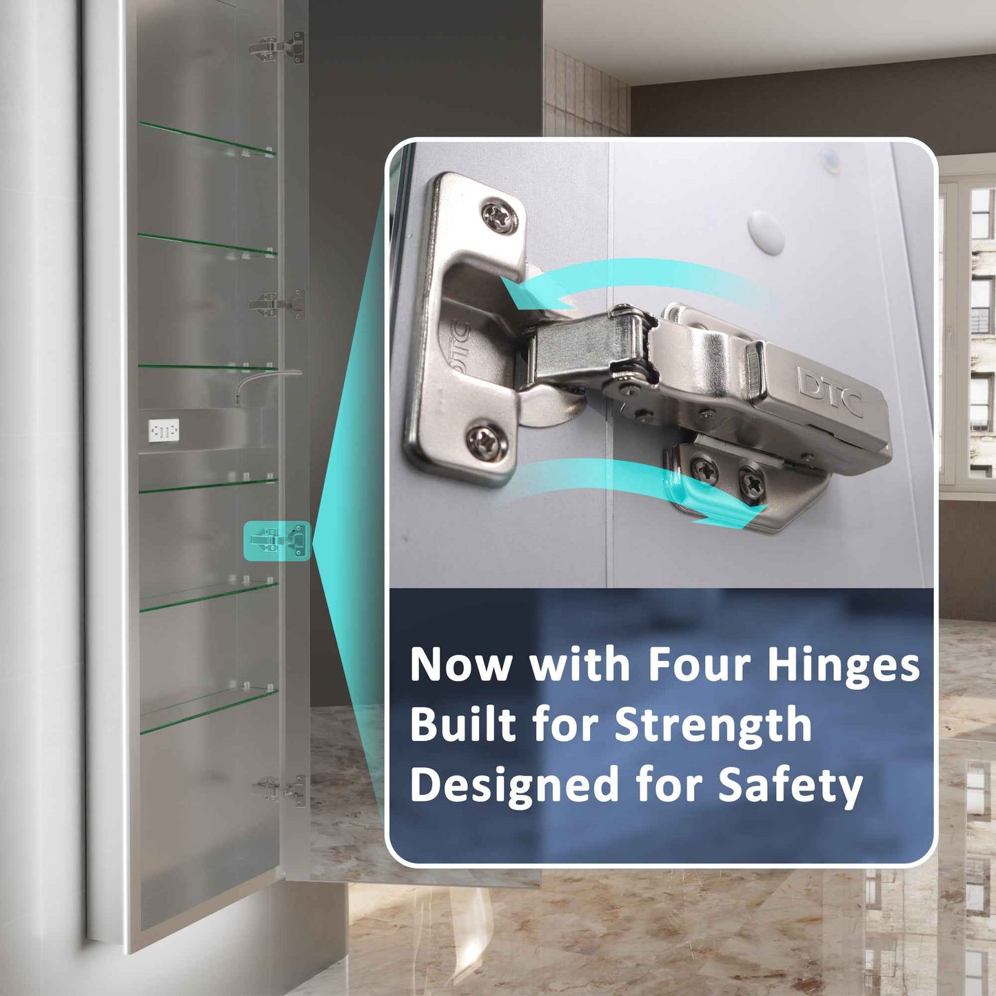 Allsum 20-1/8" x 70-1/8" Lighted Frameless Single Door Medicine Cabinet