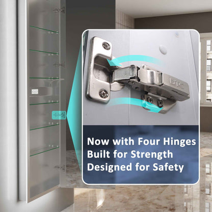 Allsum 20-1/8" x 70-1/8" Lighted Frameless Single Door Medicine Cabinet