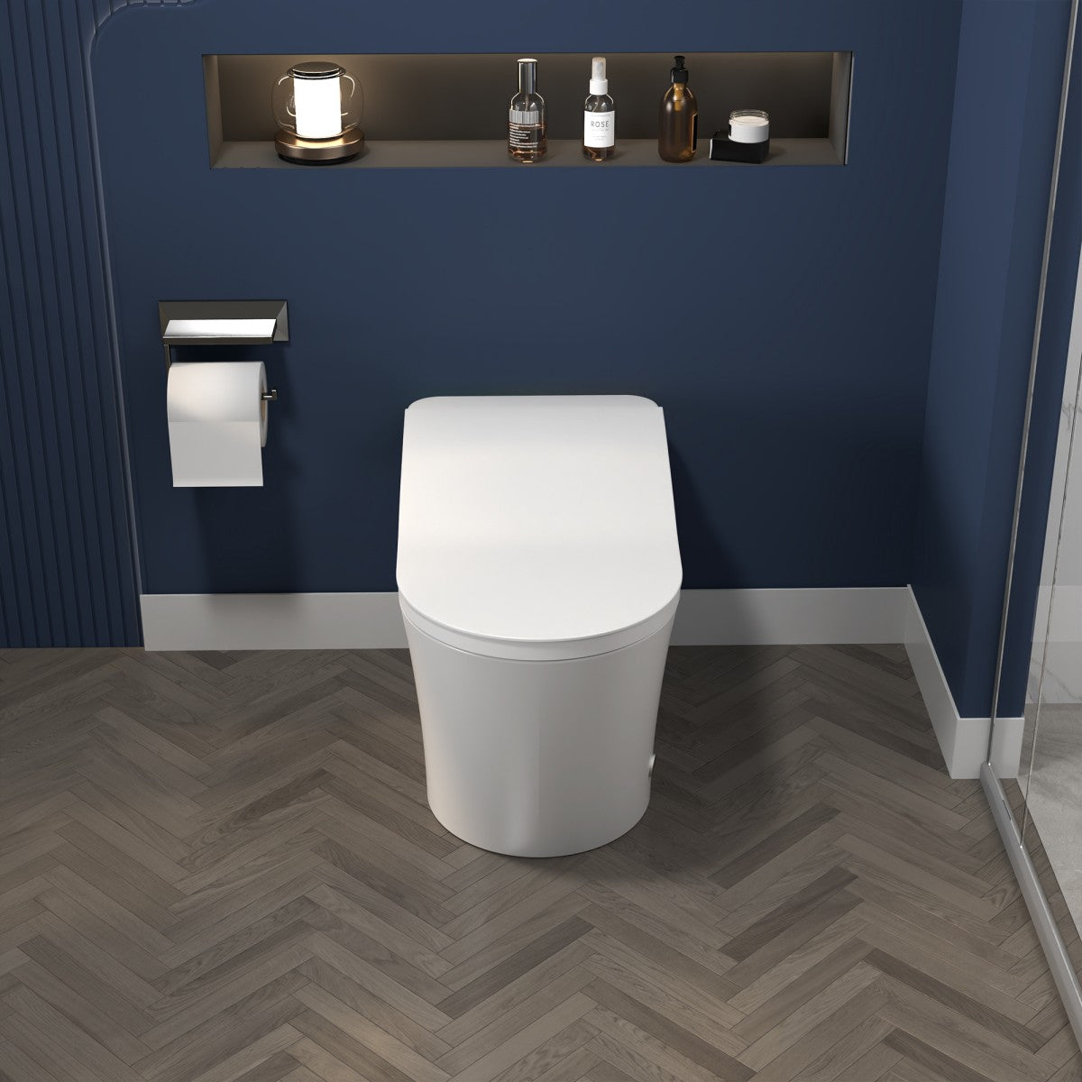 Exbrite Smart Toilet With Foot Sensing Open Cover & Seat, Buttons Control, Night Light, Leakage Protection, Side Knob With Multiple Controls, Remote Control, Auto Flushing, White Screen - ExBriteUSA