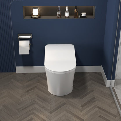 Exbrite Smart Toilet With Foot Sensing Open Cover & Seat, Buttons Control, Night Light, Leakage Protection, Side Knob With Multiple Controls, Remote Control, Auto Flushing, White Screen - ExBriteUSA