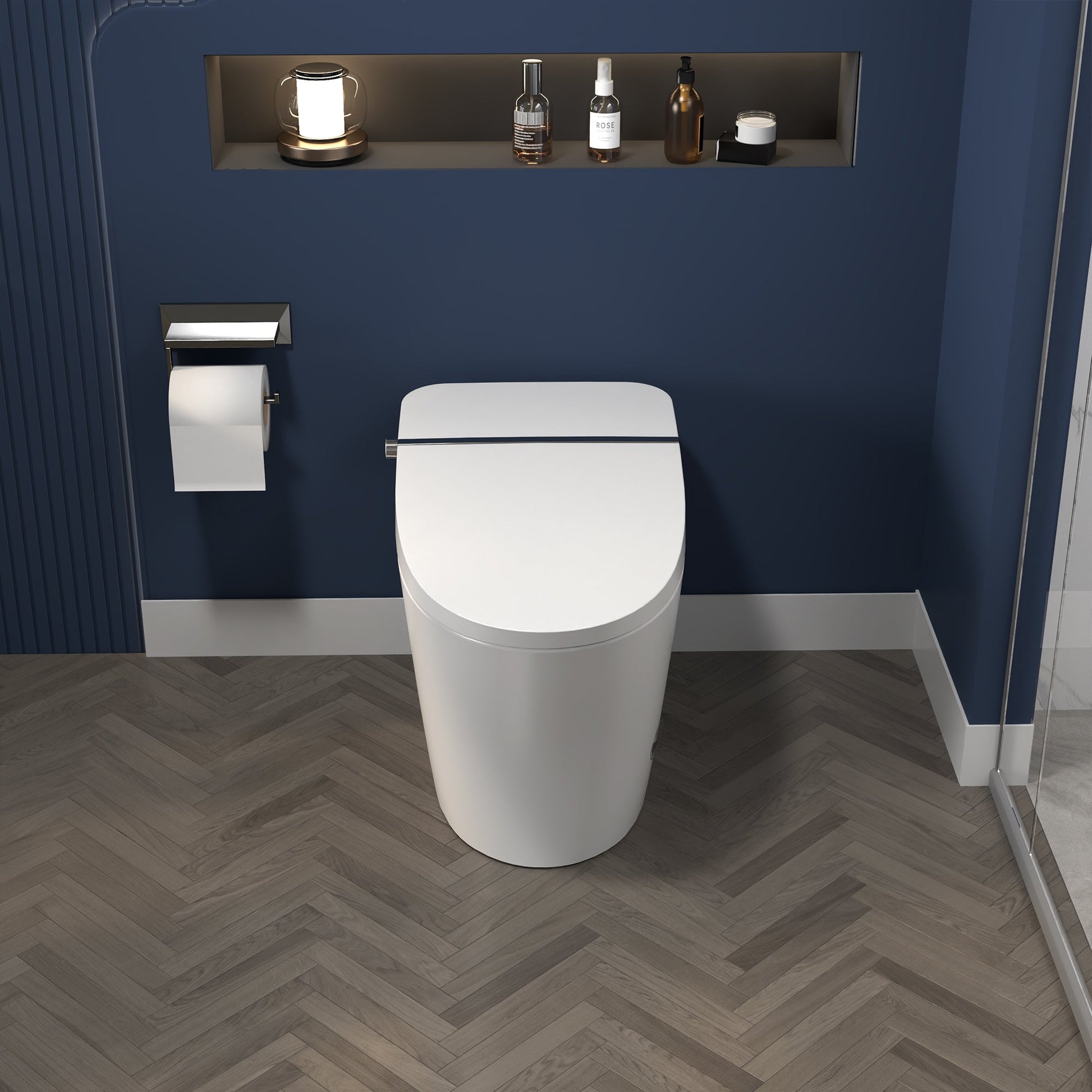 ExBrite Smart Toilet,Bidet with Self-Cleaning Nozzle,Dual Flush 1-1.28 GPF,Clear at room temperature,Knob Control,Power Outage Flushing,Soft Close - ExBriteUSA