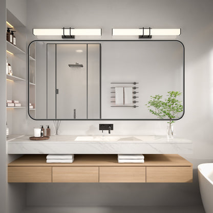 Noir 72" x 36" Vanity Mirror �C Modern, Elegant, Rectangular Wall Mirror with Tempered Glass, Shatterproof, Rust-Resistant, Matte Black Frame for Bathroom, Living Room & Hallway - ExBriteUSA