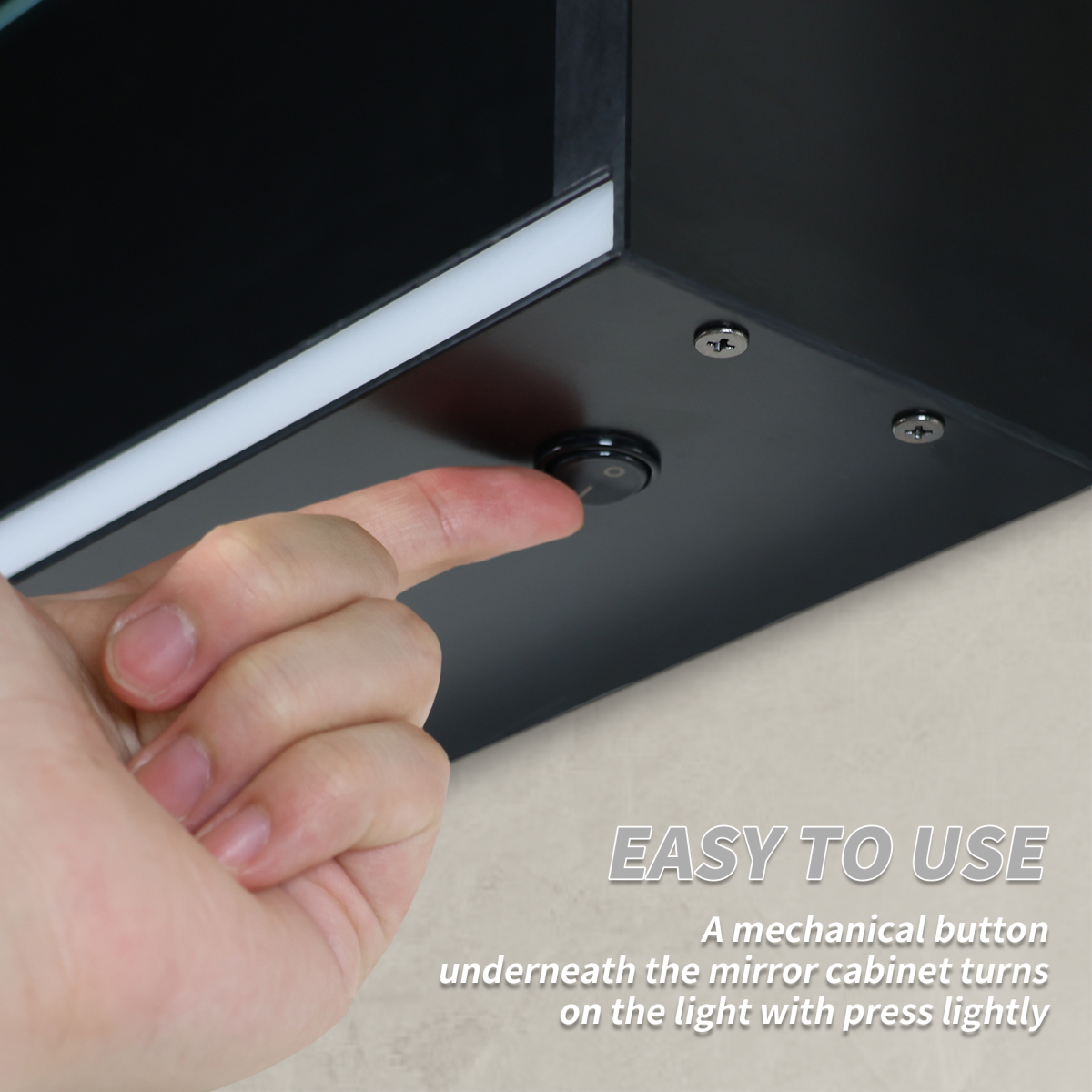 ExBrite 15 in. W x 26 in. H Medicine Cabinet,for surface mounting,Aluminum alloy matte black,single color temperature 5000K - ExBriteUSA
