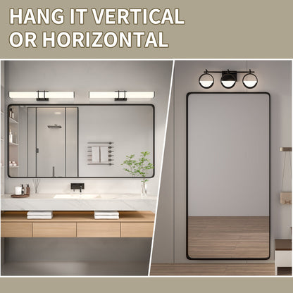 Noir 72" x 36" Vanity Mirror �C Modern, Elegant, Rectangular Wall Mirror with Tempered Glass, Shatterproof, Rust-Resistant, Matte Black Frame for Bathroom, Living Room & Hallway - ExBriteUSA