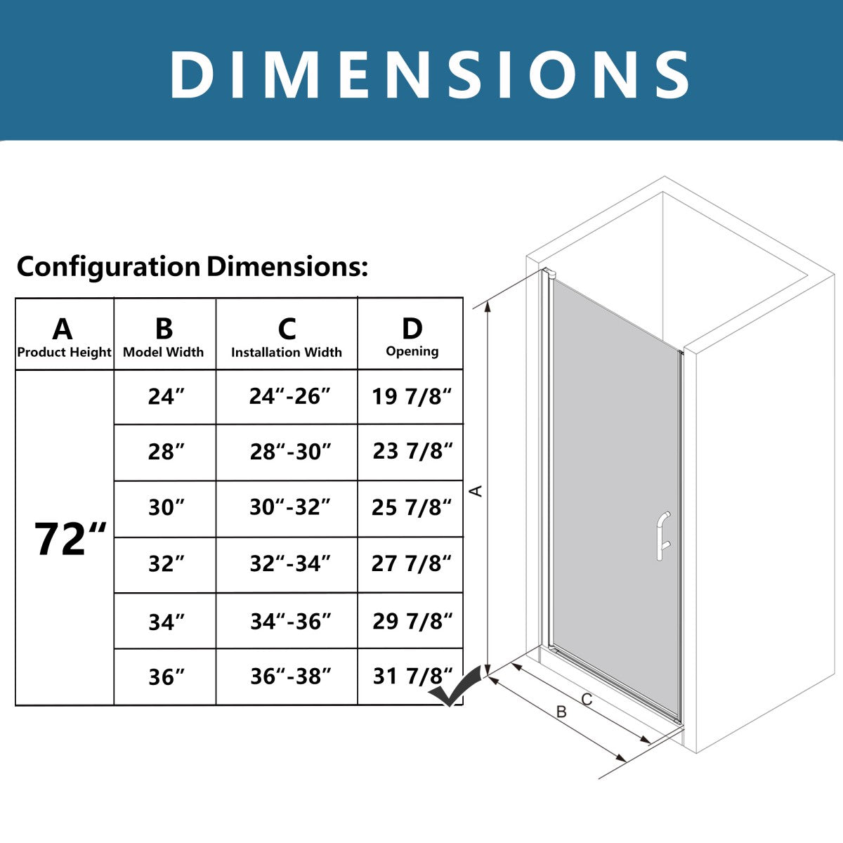 Classy 36-38"x72" Frameless Shower Door in Brush Gold,Water Repellent Glass with Seal Strip Parts and Handle,6mm Glass Shower Door - ExBriteUSA