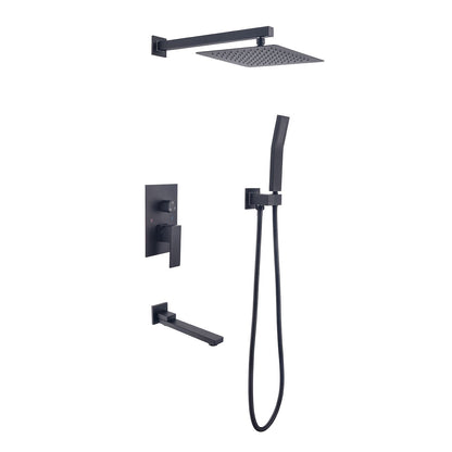 4PSQ-L Exbrite 10' Rain Shower Head Systems Wall Mounted Shower,Matte Black - ExBriteUSA