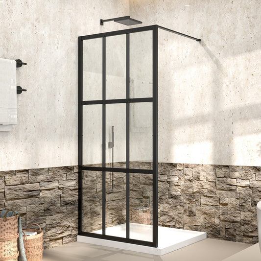 Atlas 34" X 72" Black Shower Door Clear Tempered Glass Framed Shower Screen Walk-in,Corner shower door