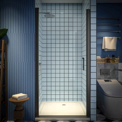 Classy 36-38" W x 72" H Pivot Semi-Frameless Glass Shower Door in Black