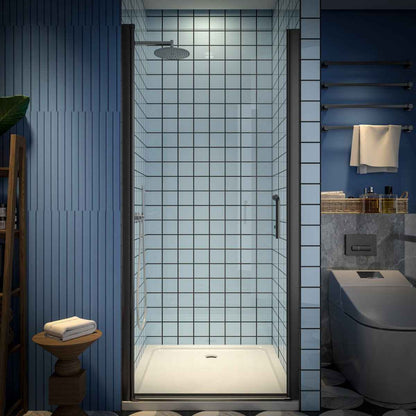 Classy 34-36" W x 72" H Hinged Pivot Semi-Frameless Shower Door Matte Black Install Glass Shower Door