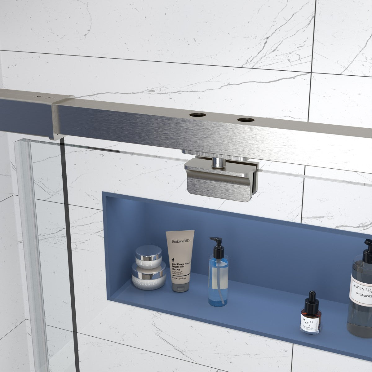 Flexi Showers 56-60" W x 71" H Glass Shower Doos Semi-Frameless,6mm Clear Tempered Glass Panel, Brush Nickel Finish - ExBriteUSA