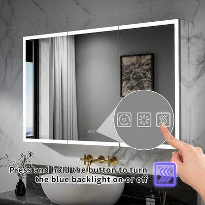 ExBrite 48"W x 30"H LED Medicine Cabinet with Anti-Fog, Stepless Color Temperature and Dimming, Adjustable Shelves, Aluminum Frame, Recessed or Surface Mount - ExBriteUSA