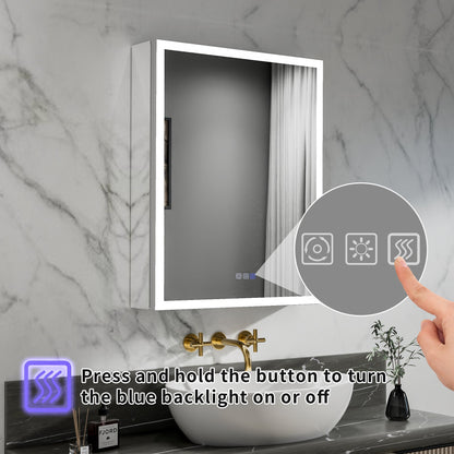 ExBrite 24"W x 30"H LED Medicine Cabinet with Anti-Fog, Stepless Color Temperature and Dimming, Adjustable Shelves, Aluminum Frame, Recessed or Surface Mount, Hinge on Left - ExBriteUSA