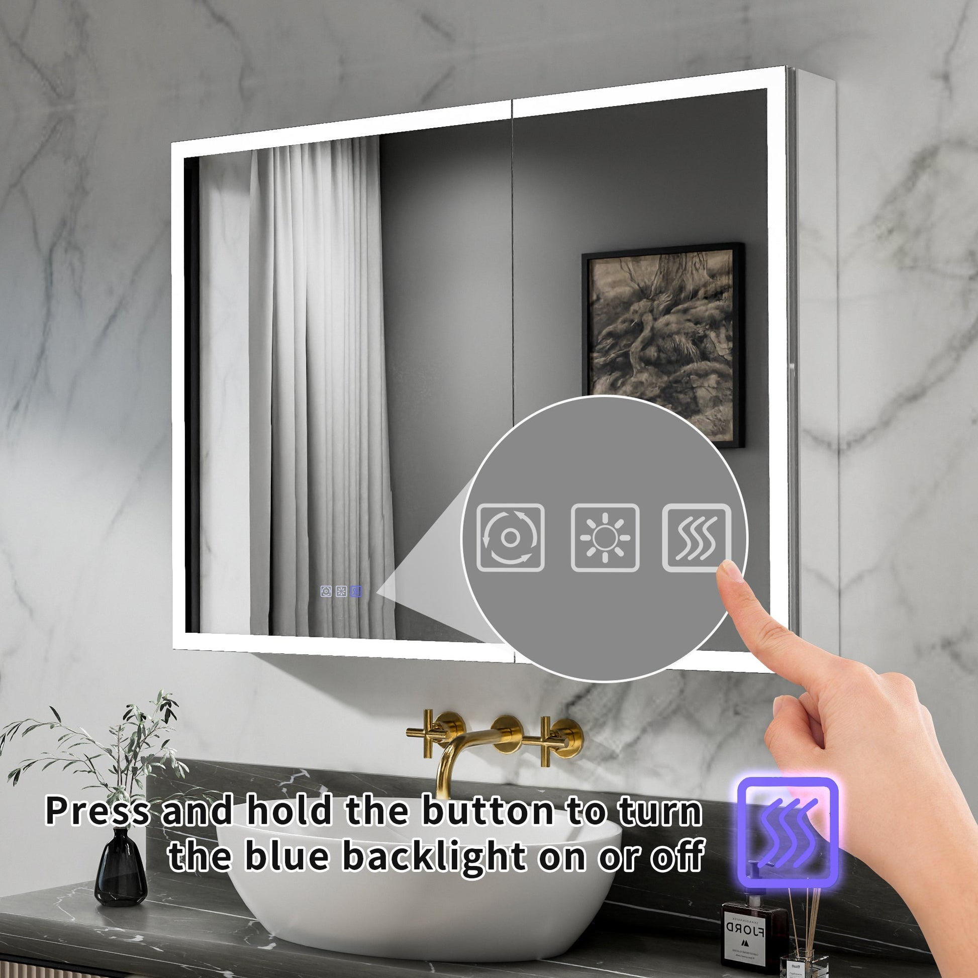 ExBrite 40"W x 30"H LED Medicine Cabinet with Anti-Fog, Stepless Color Temperature and Dimming, Adjustable Shelves, Aluminum Frame, Recessed or Surface Mount - ExBriteUSA