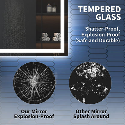 Apex-T 72" W x 32" H Lighted Bathroom Large Light Led Mirror,Anti Fog,Dimmable,Three Lighting Modes