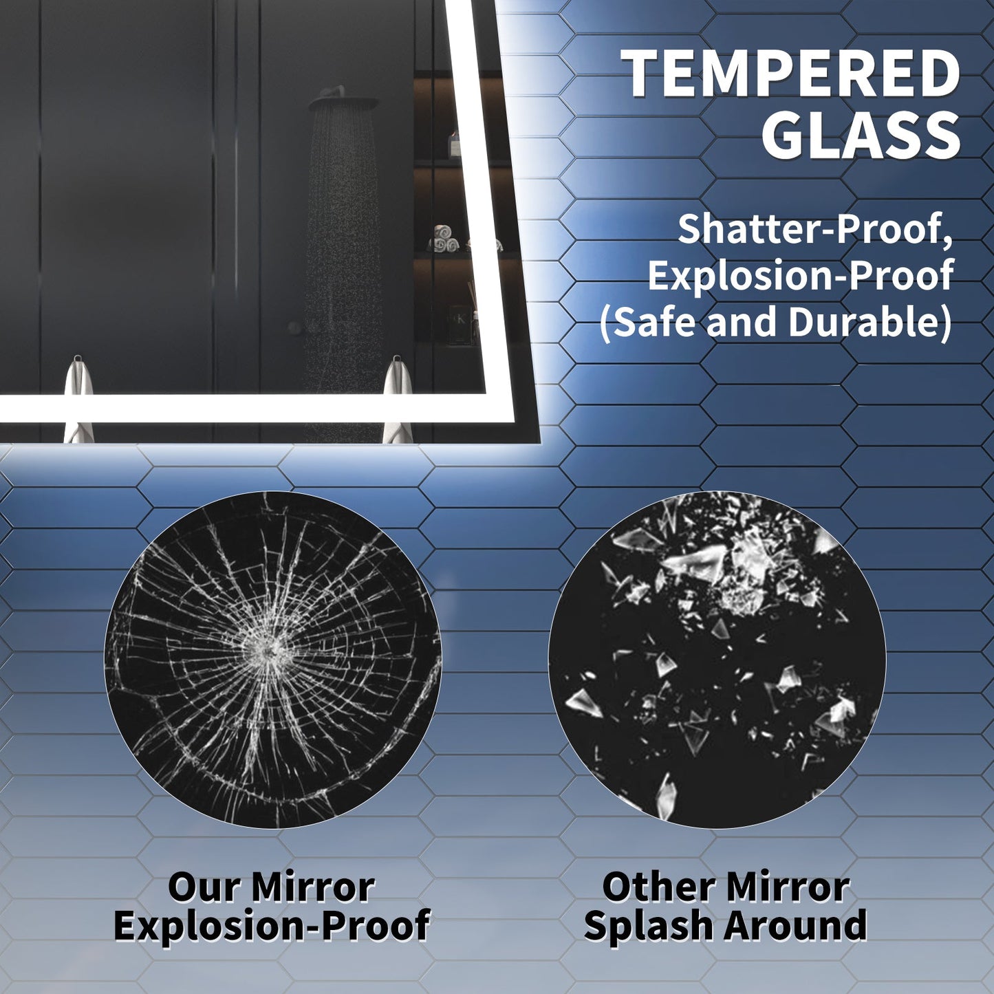 Apex 24" W x 36" H LED Bathroom Light Mirror,Anti Fog,Dimmable,Dual Lighting Mode,Tempered Glass