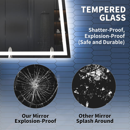 Apex 24" W x 36" H LED Bathroom Light Mirror,Anti Fog,Dimmable,Dual Lighting Mode,Tempered Glass
