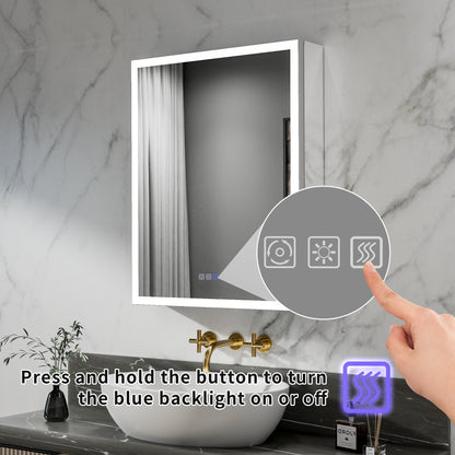 ExBrite 24"W x 30"H LED Medicine Cabinet with Anti-Fog, Stepless Color Temperature and Dimming, Adjustable Shelves, Aluminum Frame, Recessed or Surface Mount, Hinge on Right - ExBriteUSA