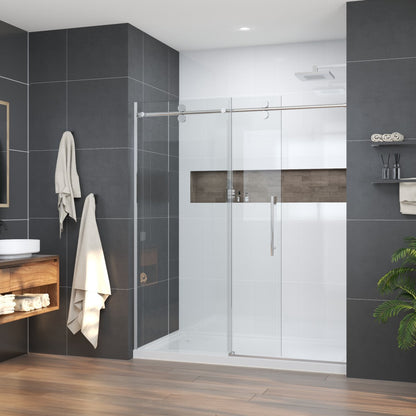 Anchor-H Allsumhome 56"-60"W x 76"H Frameless Sliding Shower Door,10mm Tempered Glass Shower Enclosure,Double Side Easy Clean Coat,Chrome,Buffer