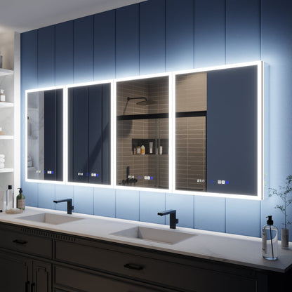 Illusion 84" x 32" LED Lighted Medicine Cabinet with Magnifiers Front and Back Light - ExBriteUSA