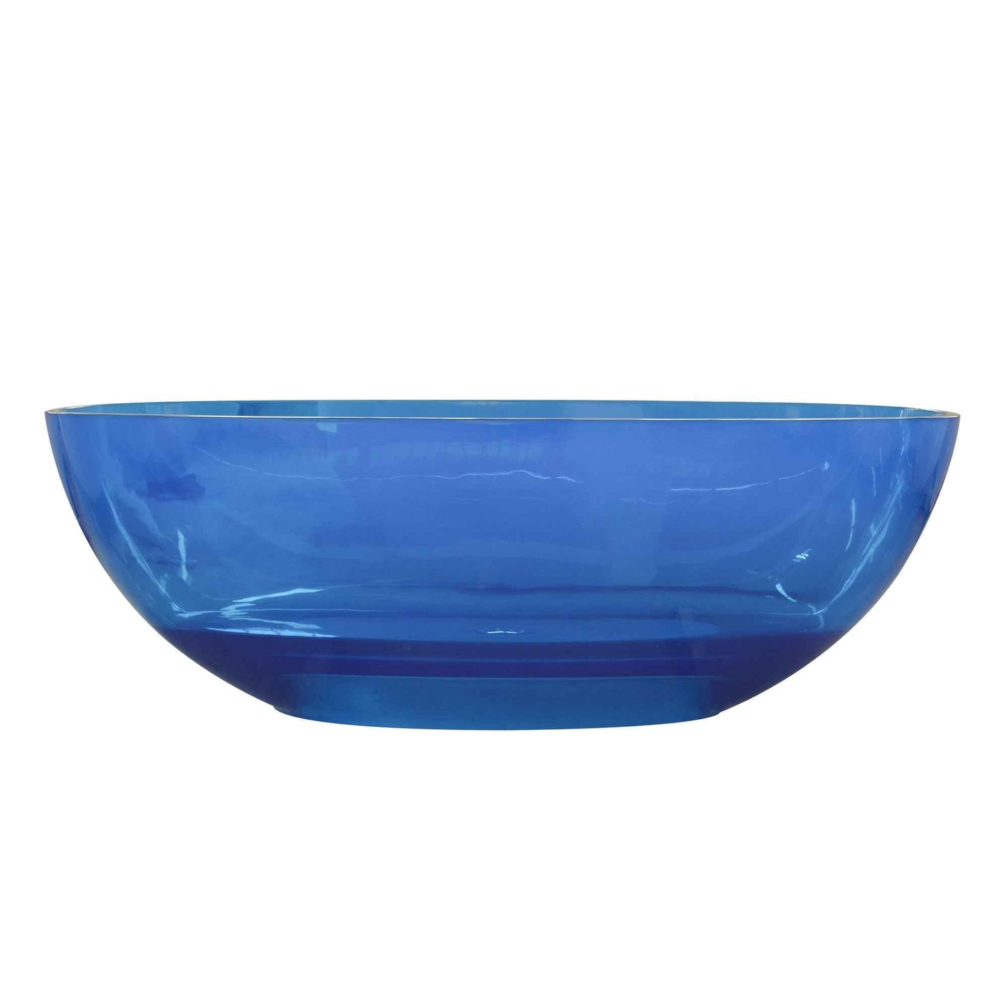 RS 64 inch Transparent Blue Oval Shape Freestanding Soaking Bathtub For The Bathroom