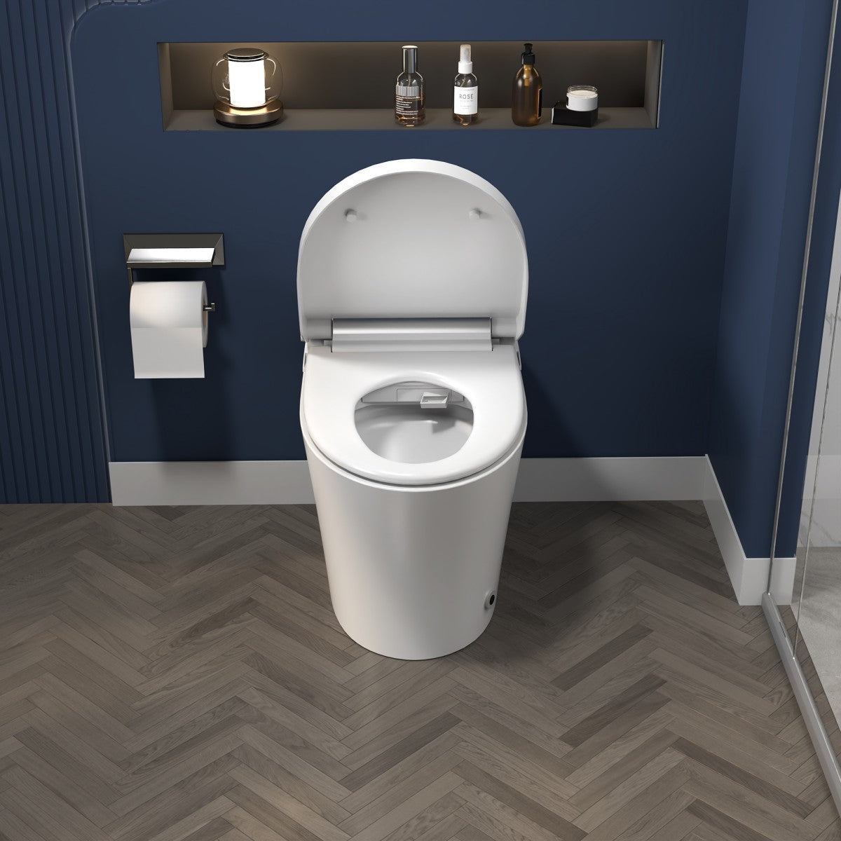 ExBrite Smart toilet with Built-in Adjustable Temp Heated Seat, Auto Flush, 1.28 GPF, Foot sensor Flush, White Night Light - ExBriteUSA