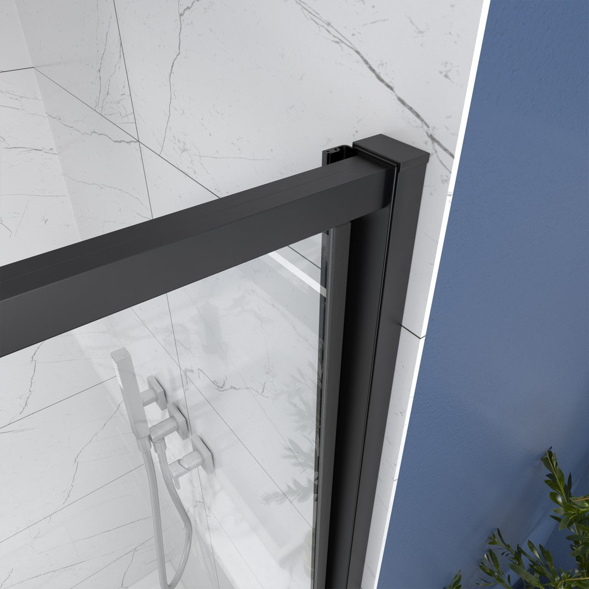Flexi Showers 50-54" W x 71" H Glass Shower Doos Semi-Frameless,6mm Clear Tempered Glass Panel, Black Finish - ExBriteUSA