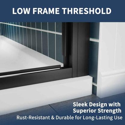 Nexus 56-60W x 70.H Easy Clean Double Framed Sliding Shower Door with 1/4" (6mm) Clear SGCC Tempered Glass,Matte Black Finish (Copy)