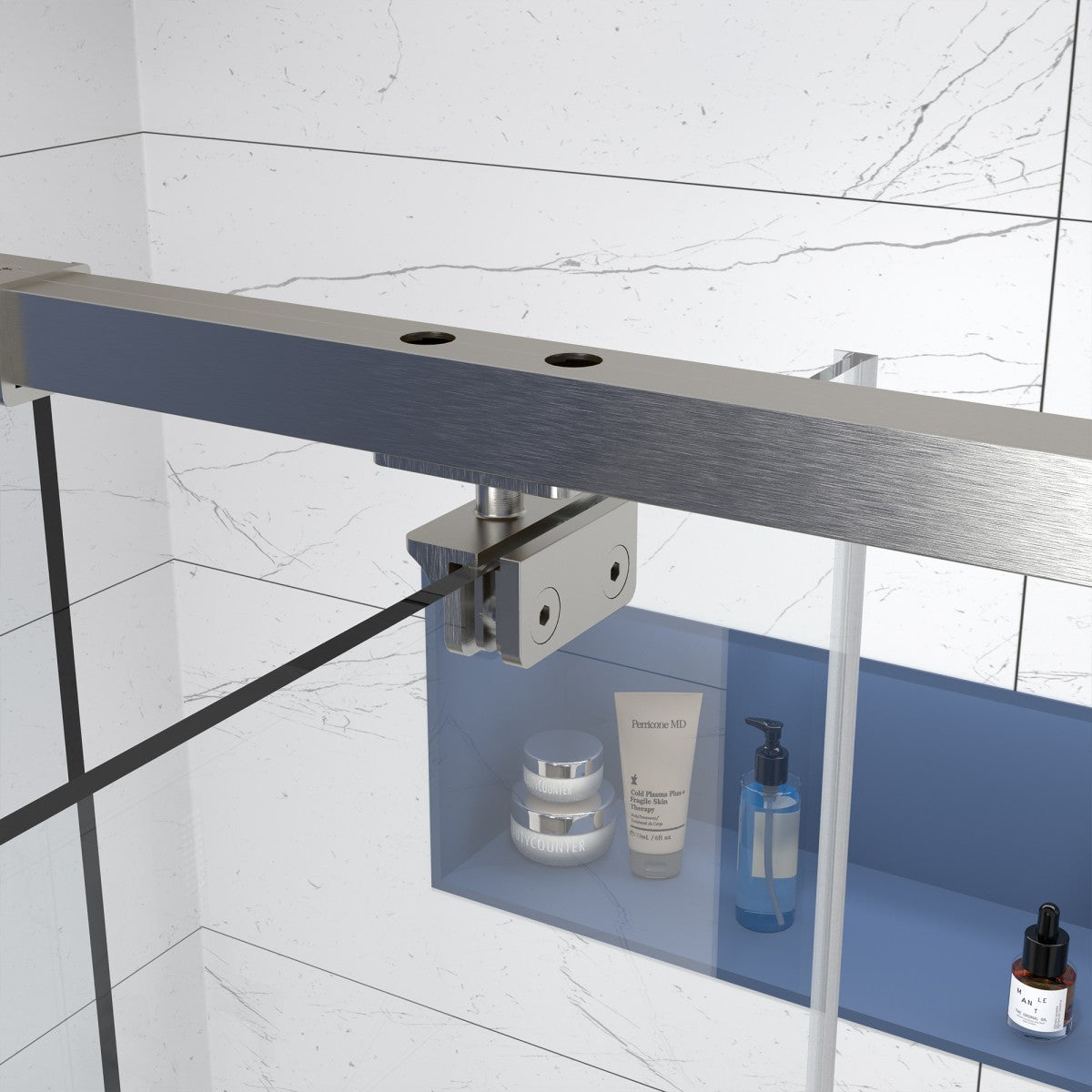 Flexi Showers 56-60" W x 71" H Glass Shower Doos Semi-Frameless,6mm Clear Tempered Glass Panel, Brush Nickel Finish - ExBriteUSA