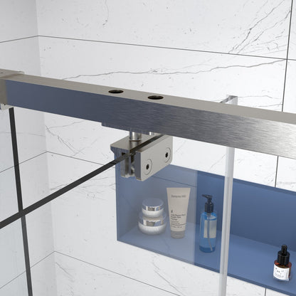 Flexi Showers 56-60" W x 71" H Glass Shower Doos Semi-Frameless,6mm Clear Tempered Glass Panel, Brush Nickel Finish - ExBriteUSA