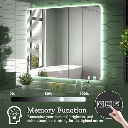 Brivaro 48" x 40" Backlit LED Bathroom Mirror with Nano-Tempered Glass, Anti-Fog, Dimmable, 3 Lighting Modes