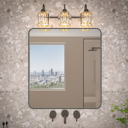 Noir 32" x 36" Vanity Mirror �C Modern, Elegant, Rectangular Wall Mirror with Tempered Glass, Shatterproof, Rust-Resistant, Matte Black Frame for Bathroom, Living Room & Hallway - ExBriteUSA