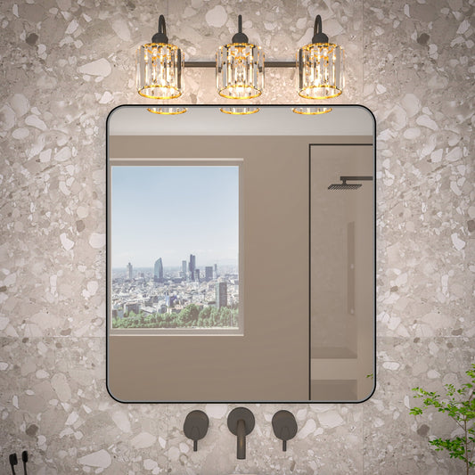 Noir 32" x 36" Vanity Mirror �C Modern, Elegant, Rectangular Wall Mirror with Tempered Glass, Shatterproof, Rust-Resistant, Matte Black Frame for Bathroom, Living Room & Hallway - ExBriteUSA