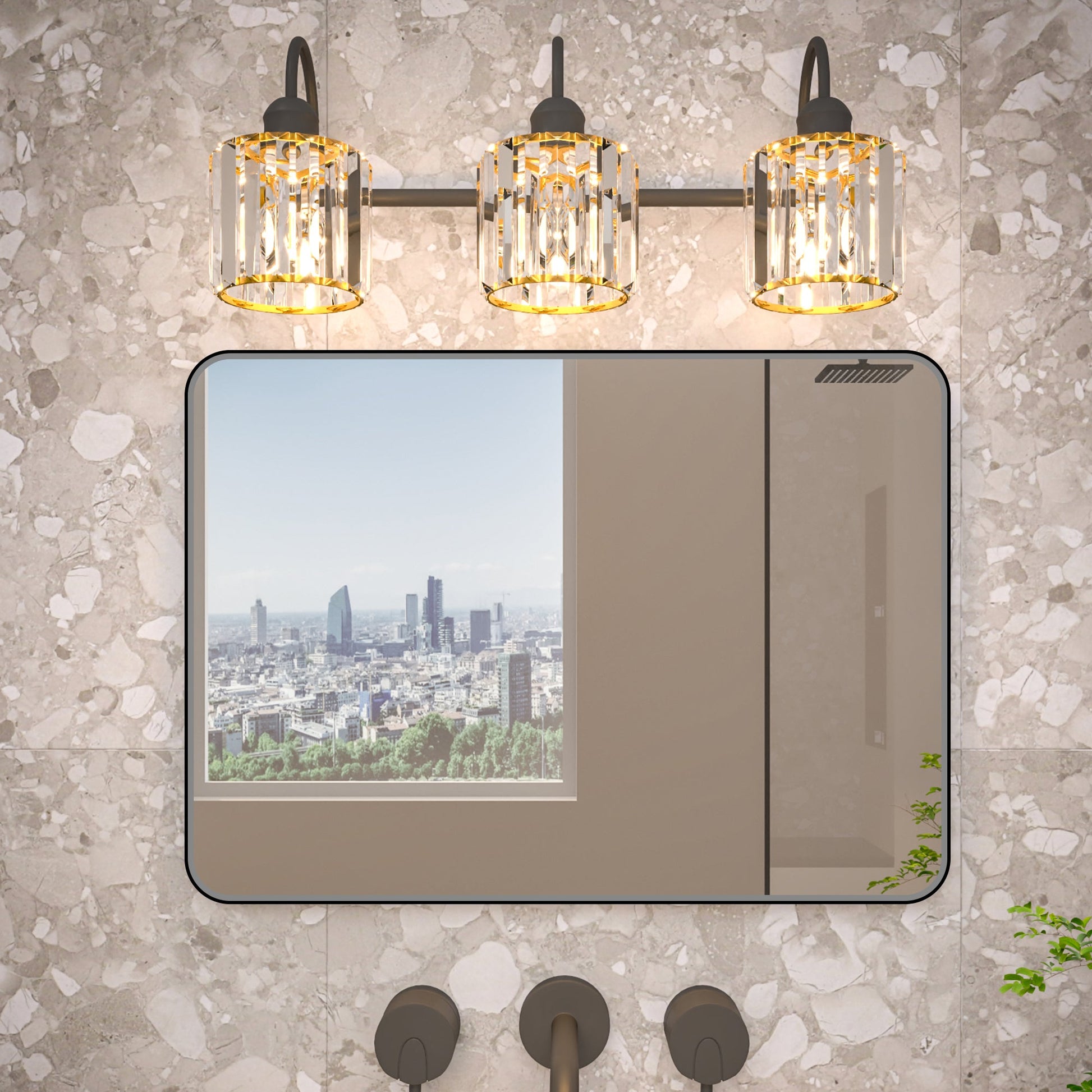 Noir 20" x 28" Vanity Mirror �C Modern, Elegant, Rectangular Wall Mirror with Tempered Glass, Shatterproof, Rust-Resistant, Matte Black Frame for Bathroom, Living Room & Hallway - ExBriteUSA